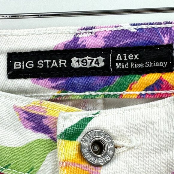 Big Star 1974 Jeans Pants Womens Alex Mid Rise Skinny Floral Multicolor 27R - Picture 5 of 12